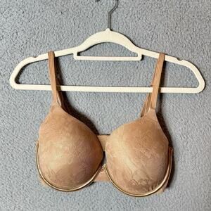 Le Mystère Bra Womens 34DD/E Tan Lace‎ Underwire Padded Bra